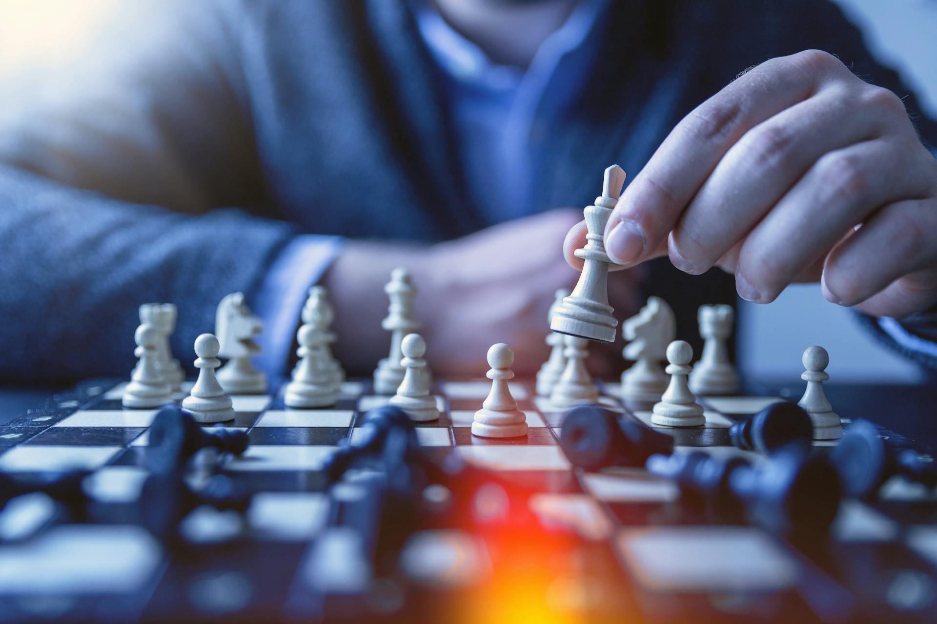 Strategize better by using a media intelligence solution, close up of a chess board 