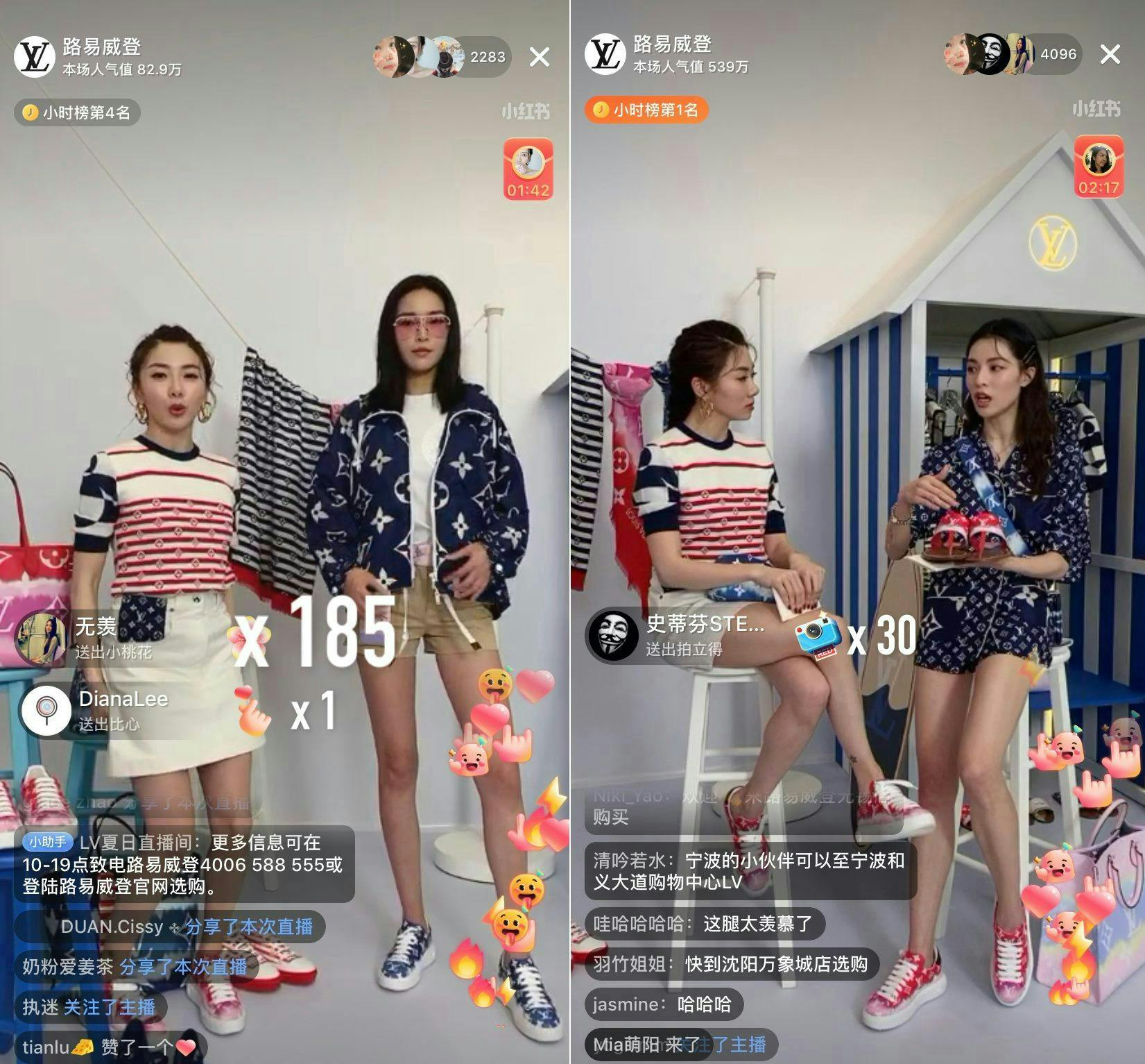 A screenshot of Louis Vuitton's live stream event on Chinese social app Little Red Book