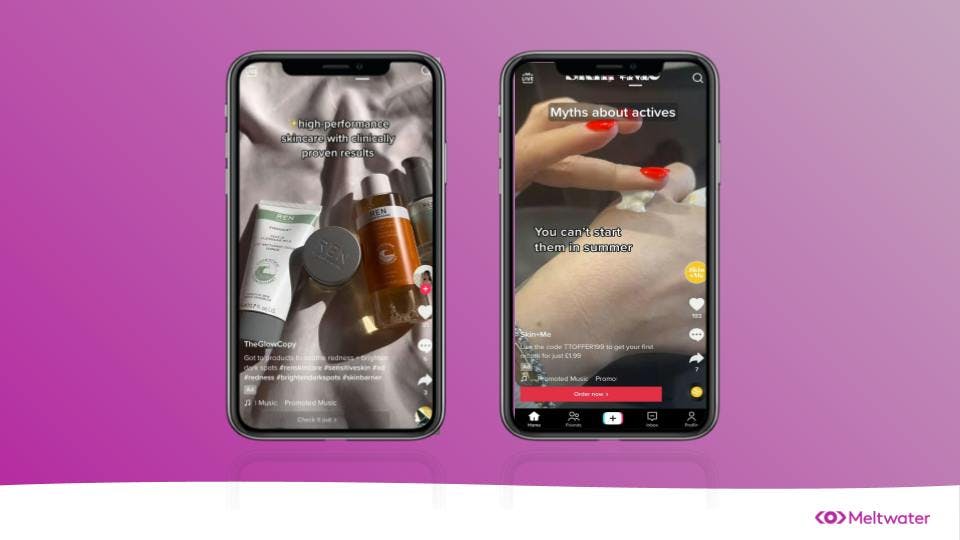 Phones showing social commerce examples of Skin+Me and TheGlowCopy 