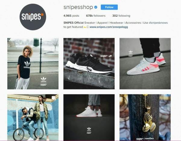 Snipes Instagram Page Screenshot