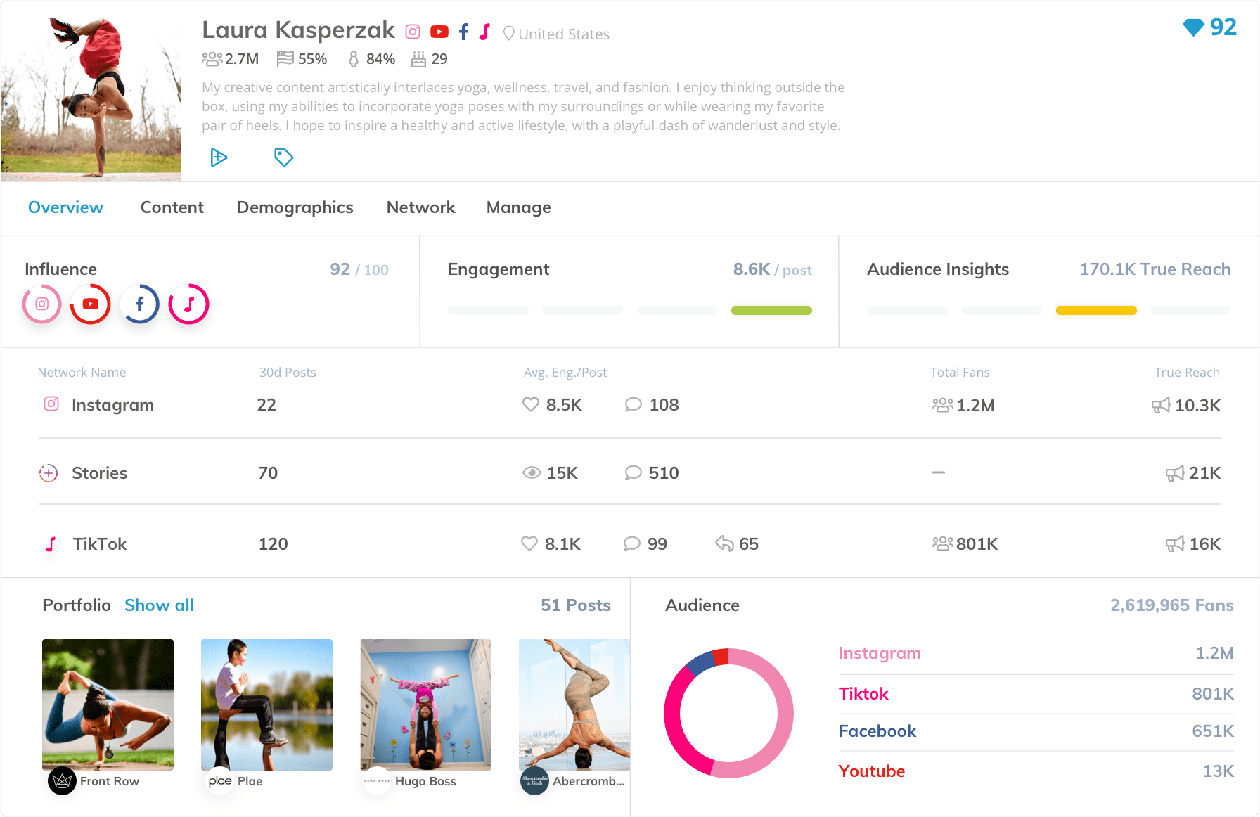 Screenshot of the Klear, a Meltwater Company Social Influencer Hub