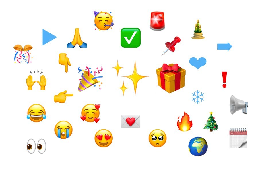 Emojis Sammlung in Verbindung mit 2021