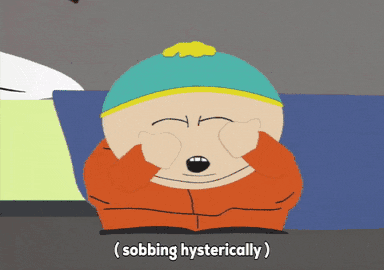Cartman aus der Serie South Park weint hysterisch