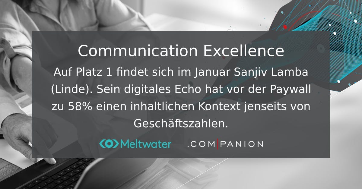 Meltwater und .companion CEO Echo im Januar 2024. Dieses Bild zeig die Kategorie "Communication Excellence"