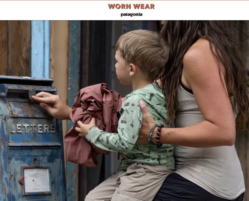 Ein Screenshot von der Website der Patagonia-Kampagne Worn Wear