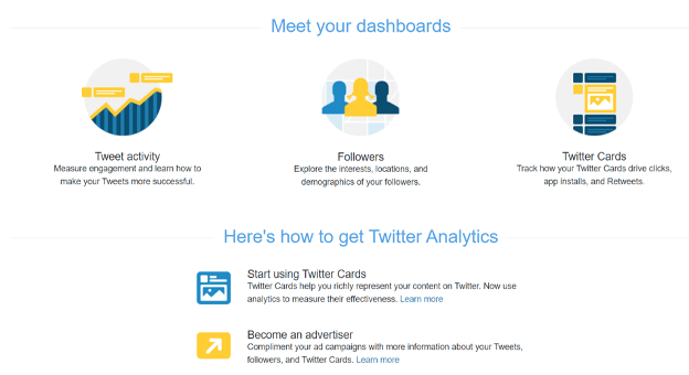 Twitter's Meet your dashboards page.