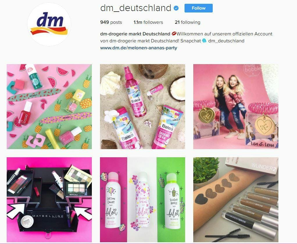 DM Deutschland Instagram Page Screenshot
