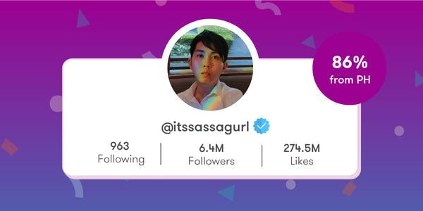 An image of Sassa Gurl and her stats on following, followers and likes.