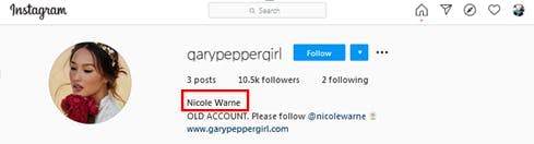 Instagram profile of qarypeppergirl