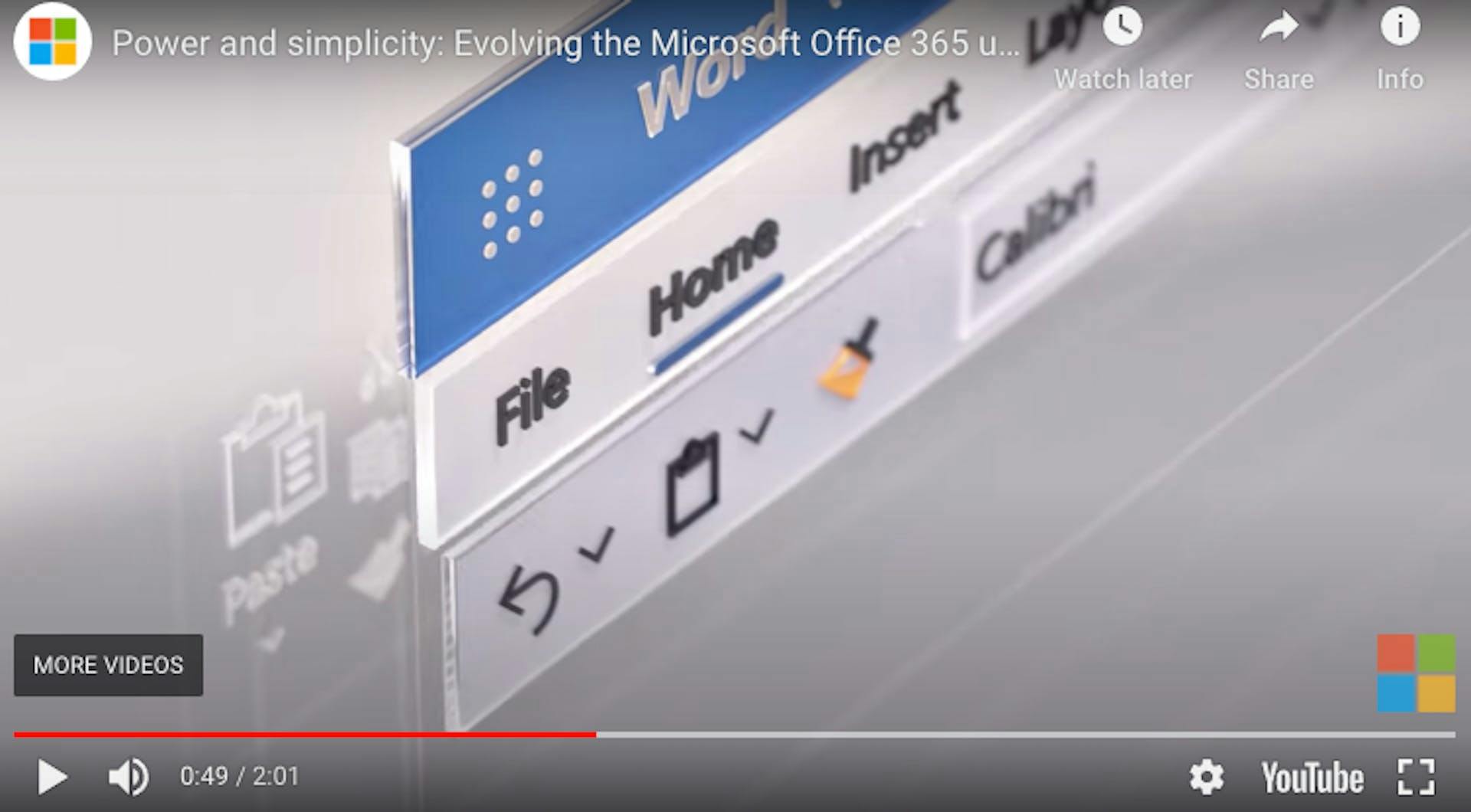 Microsoft's brand video features stylised versions of upgrades to its Office 365 products