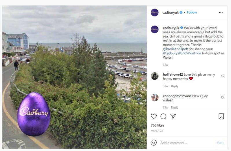 Cadbury Social-Media-Kampagne Worldwide-Hide Instagram Screenshot