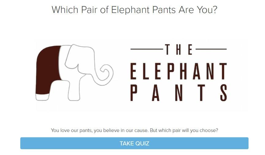 The Elephant Pants Quiz page