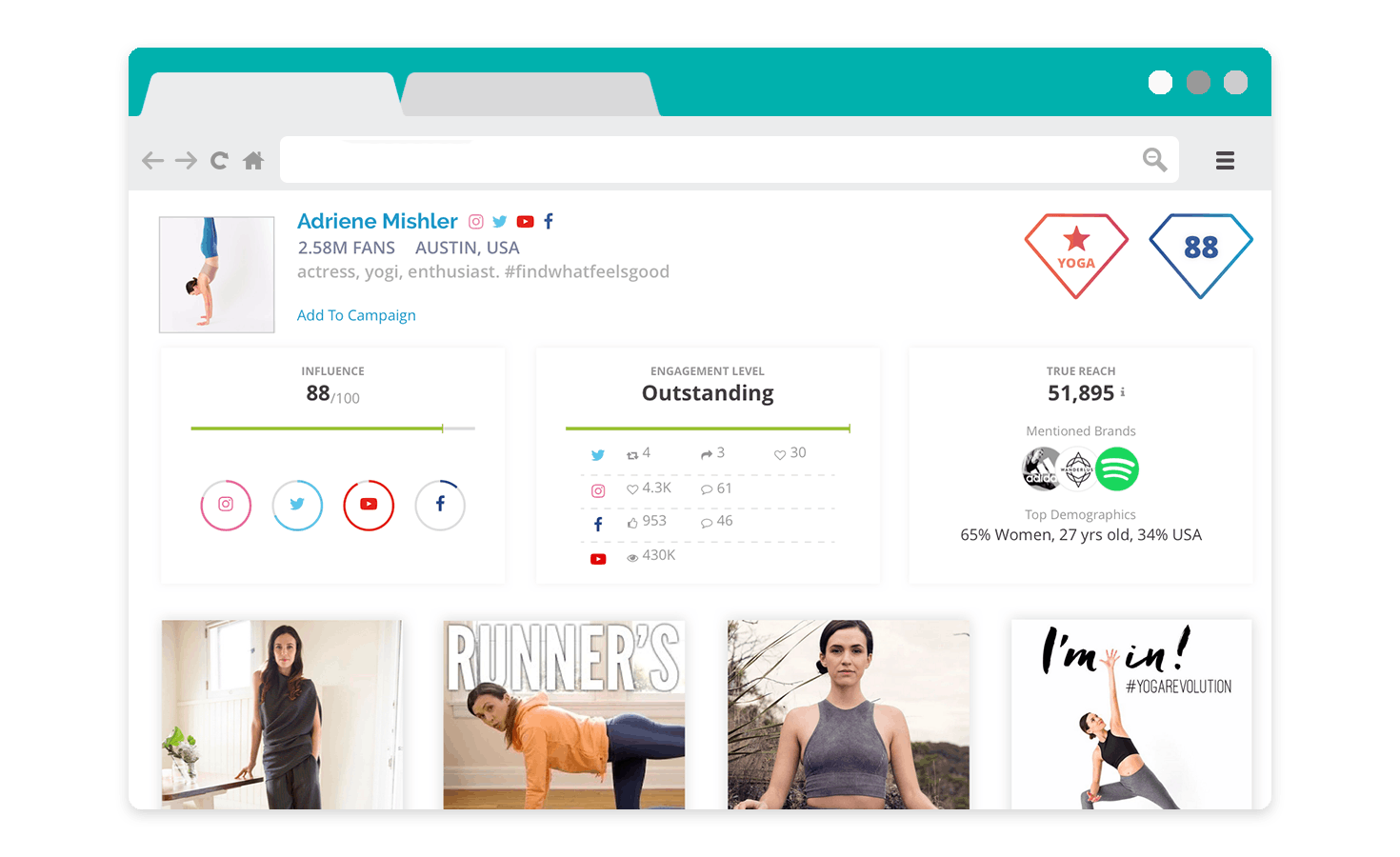 Screenshot of the Meltwater and Klear Influencer Marketing Platform