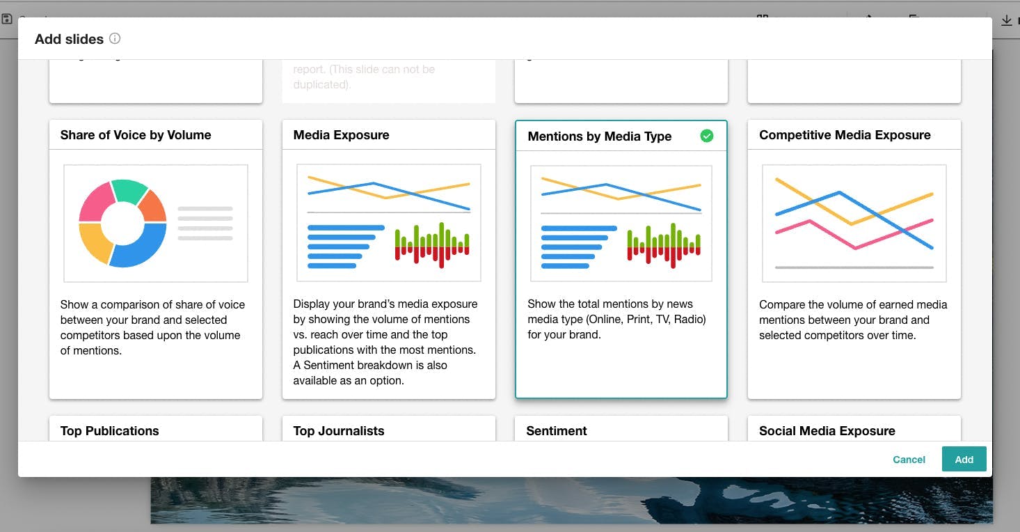 Reporting: Mentions by Media Type in Insight Reports