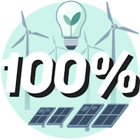 100% green energy icon