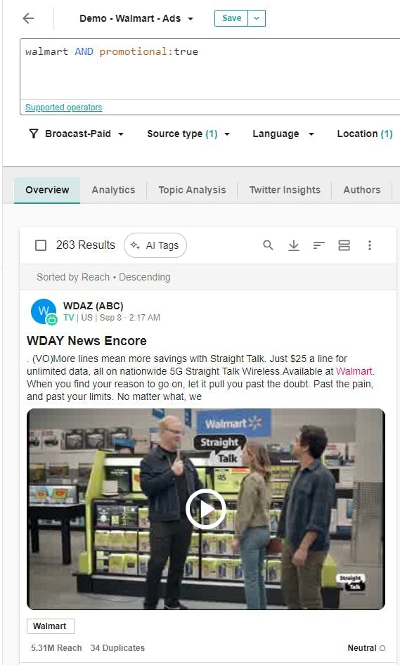 Explore: TVEyes Broadcast Ads - New Dedicated Boolean [promotional: true/false]