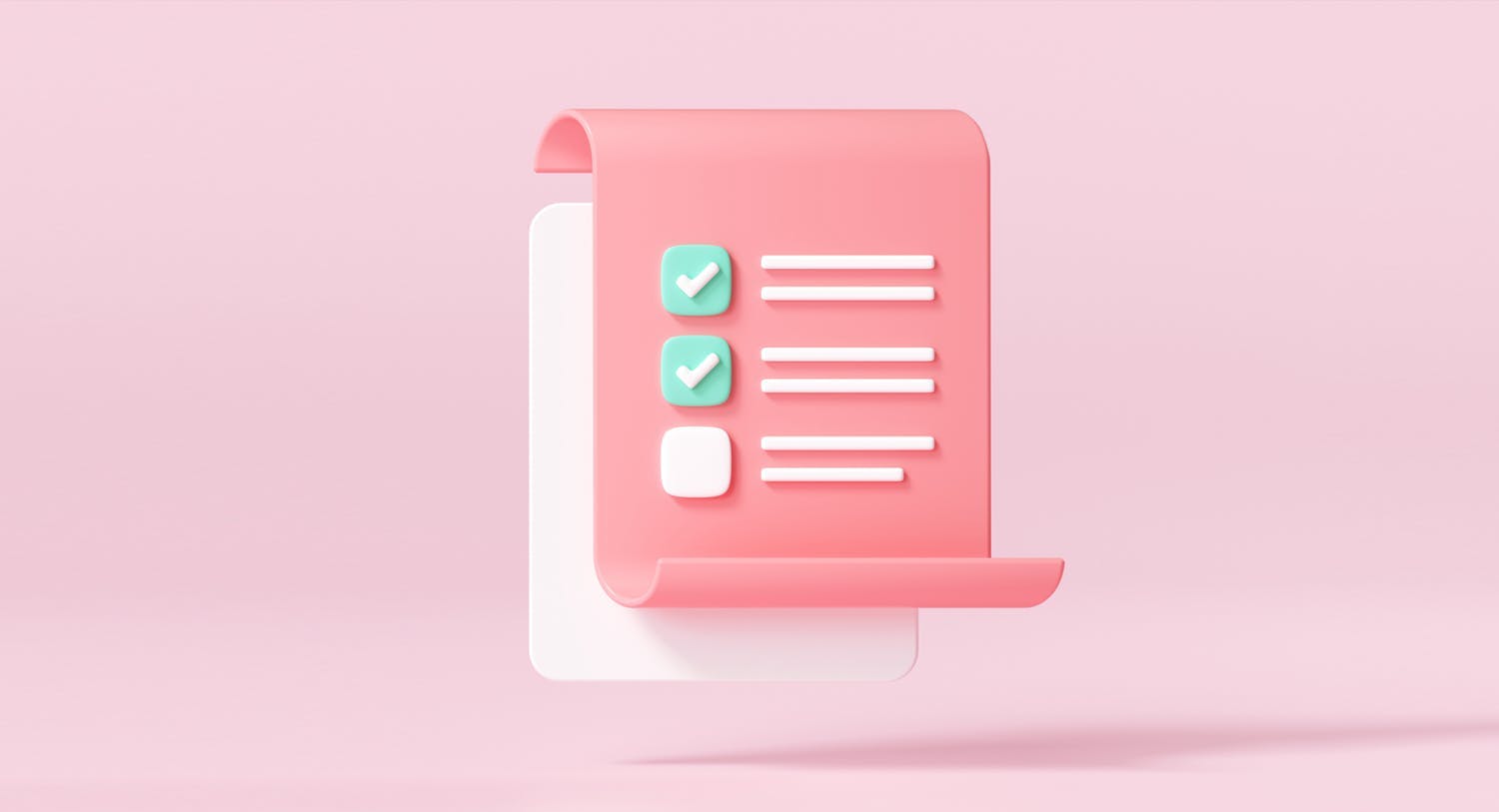 Illustration einer rosanen Checkliste
