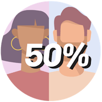 50% split men and women icon