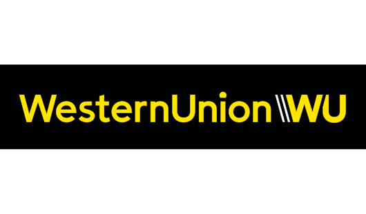 Het Western Union logo voor het verhaal van de Meltwater klant met het bedrijf.
