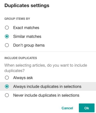 Meltwater: Remember Duplicates Selection