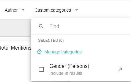 Afbeelding van de zoekbalk in Meltwater Explore met de gender functie