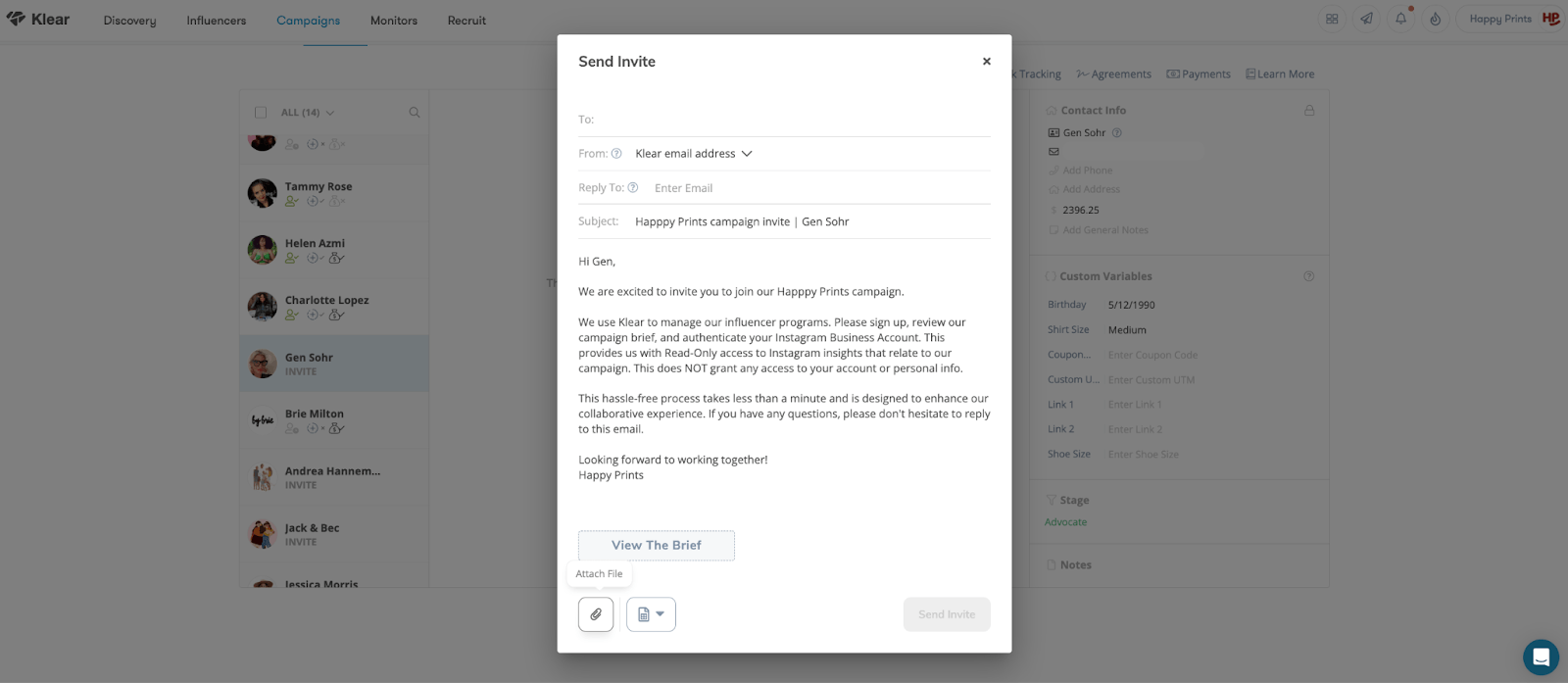 Klear: Include Attachments in Emails 