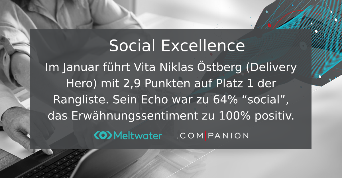 Meltwater und .companion CEO Echo im Januar 2024. Auf dem Bild sieht man die Kategorie "Social Excellence". 