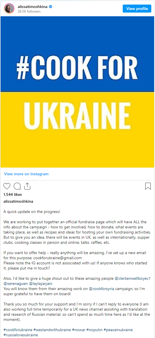 Influencer Ukraine Instagram post