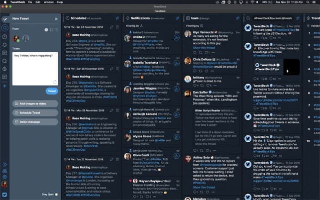 Screenshot des Social Media Monitoring Tools von TweetDeck