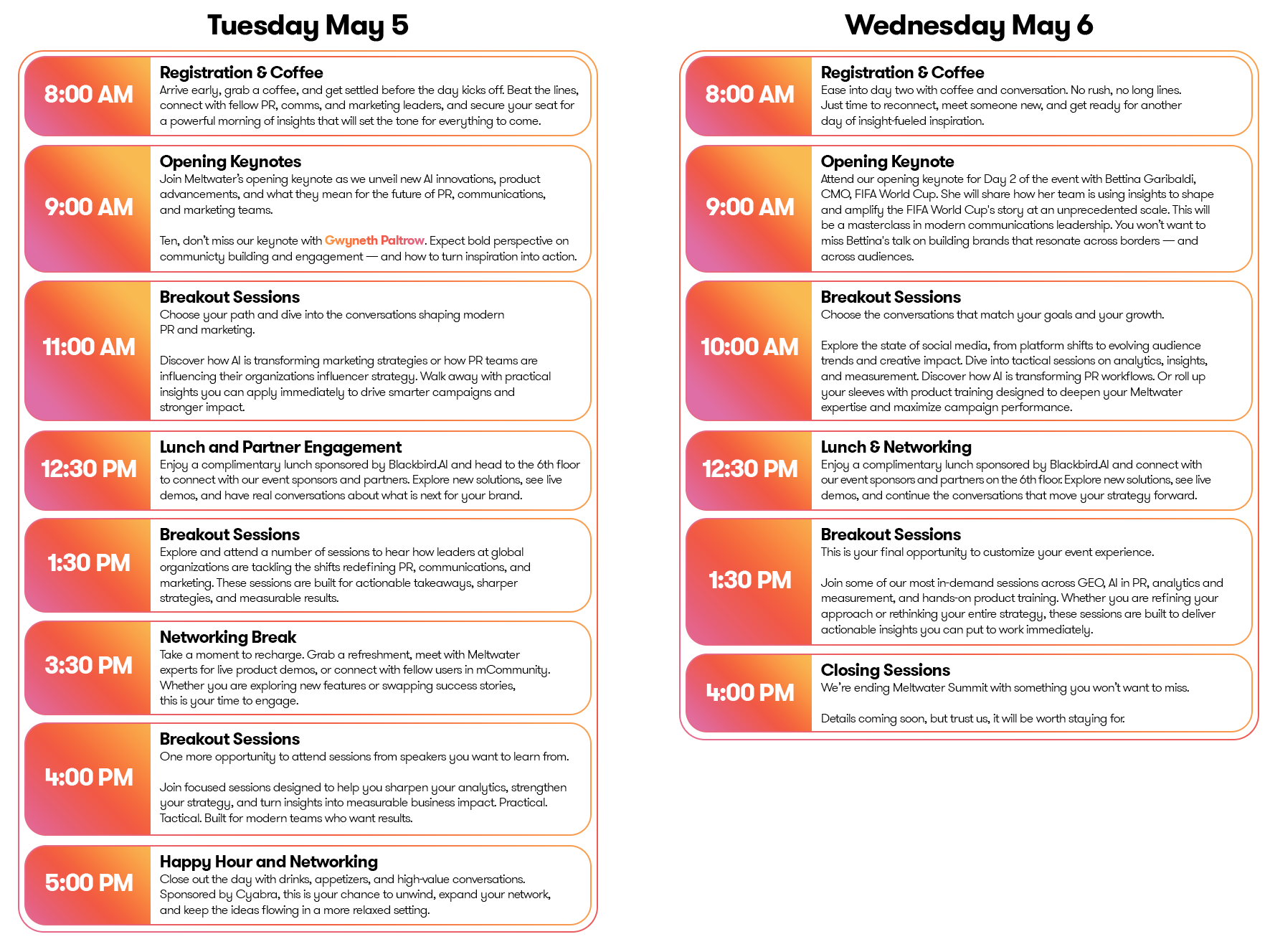 Summit 2026 agenda at a glance