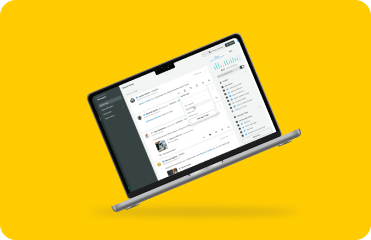 A man is using the Meltwater Suite on his laptop and phone to improve his business strategy with media, social & consumer intelligence